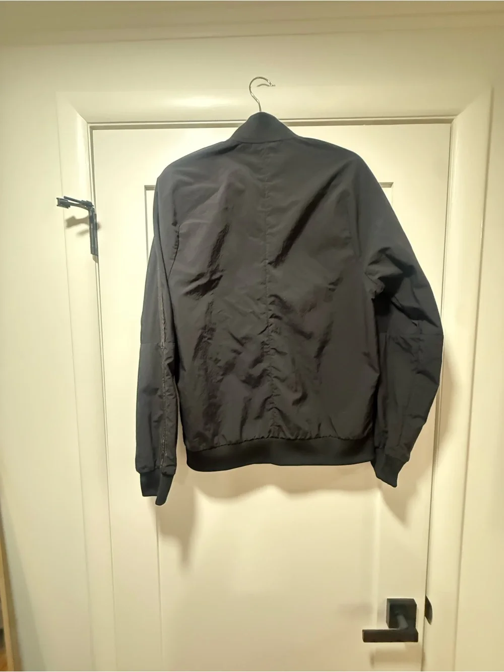 Vintage adidas Black Men's Bomber Jacket with Stripe Detail